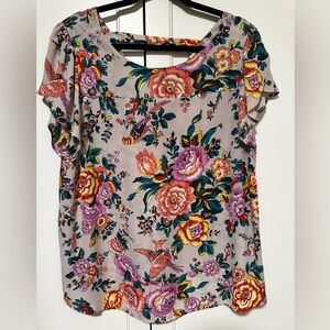 Premise Studio Multicolor Floral Back Bar Blouse 1X